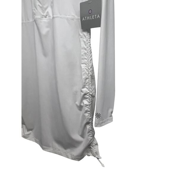 Athleta Womens White Half Zip Ruched Guard Athleisure Long Top Shirt Medium New - Picture 5 of 11
